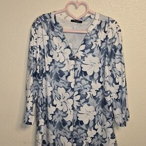 Maggy Blue and White Floral Blouse